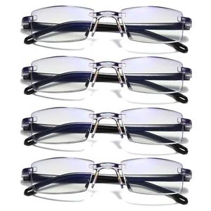 4 Stück Herren Rechteckig Randlos Blaulicht Blockierende Lesebrille Unisex Lesebrille - Bild 1 von 8