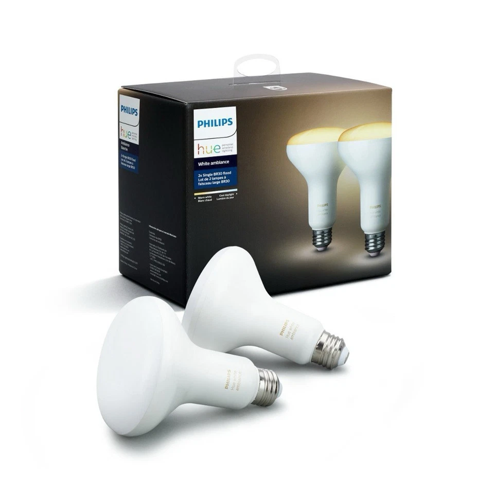 Philips Hue 2-Pack White Ambiance BR30 60W Equivalent Dimmable LED Smart Flood L - Image 1 of 1