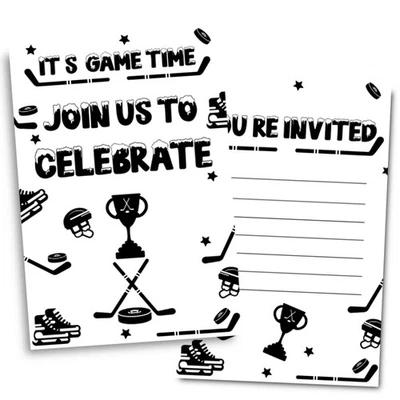 30 Tarjetas 4x6 Hockey sobre Hielo Fiesta de Cumpleaños Invitaciones, Sobres, Deportes de Invierno Foto 1 de 4