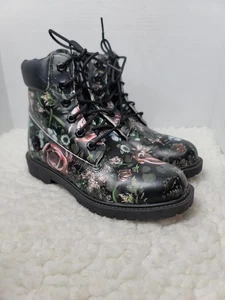 Timberland Heritage 6 INCH Womens Boots WATERPROOF Black Floral Leather Size 7 - Picture 1 of 10