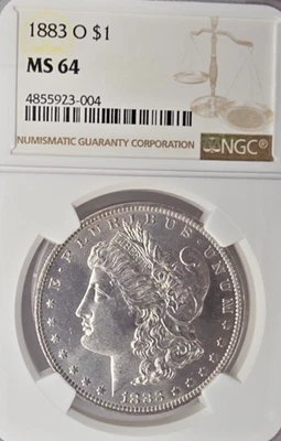 1883-0 US Morgan Silver Dollar NGC Mint Sate 64 - Image 1 of 2