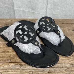Tory Burch Miller schwarze Glattleder-Sandalen 10 1/2 10,5 M siehe Bilder guter Zustand - Bild 1 von 7