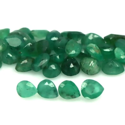 8,05 quilates 52 piezas verde esmeralda Zambia pera sin calefacción Foto 1 de 4