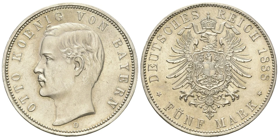 Bayern - Otto - 1888-1913 - 5 Mark 1888 - J.44 - Bild 1 von 1