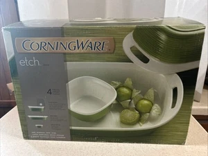 CORNING WARE " ETCH " GRASS 4 PC. BAKERS SET NEW 2010 - Picture 1 of 16