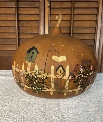 Vintage Hand Painted Halloween Gourd ~ Primitive  - Image 1 of 4