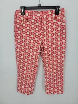 Boden Pants Womens 10 Red Ivory Dot Print Cropped Preppy Coastal Twill Chino - Image 1 of 4