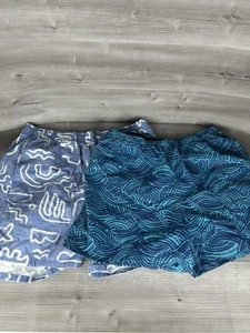 2 Pairs Patagonia Baggies Blue Men’s Large Swim Trunks Vintage 1 Nylon 1 Cotton - Picture 1 of 11