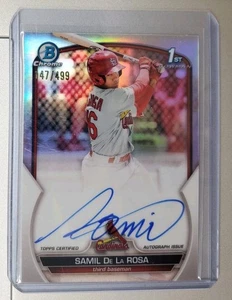Bowman Chrome 1st Bowman Samil De La Rosa 2023 refractor en tarjeta automática #147/499 - Imagen 1 de 1