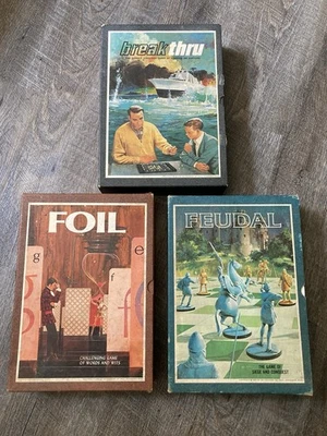 Lote De Colección De 3 Juegos De Mesa Estantería Marca 3M Años 60 Feudal, Breakthru, Lámina Foto 1 de 4