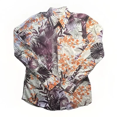 Camisa floral Versace para hombre 15,5 manga media larga flores abotonadas Foto 1 de 4