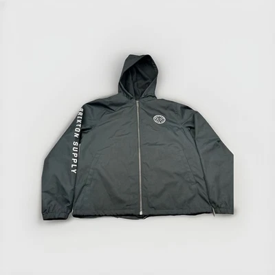 Brixton Supply Co Black Hooded Zip Up Jacket Men’s Size M Logo Streetwear - Image 1 of 4