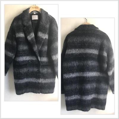 Chaquetón largo gris negro Soia & Kyo alpaca, mohair, mezcla de lana talla S Foto 1 de 4