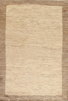 Alfombra oriental Gabbeh Kashkoli con bordes de lana anudada a mano alfombra marfil 5'x7' Foto 1 de 4