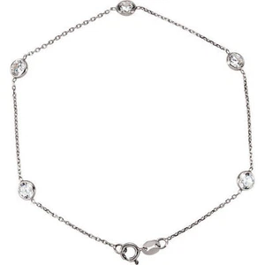 Brazalete estación bisel circonita cúbica de 7 pulgadas en oro blanco de 14 K - Imagen 1 de 2