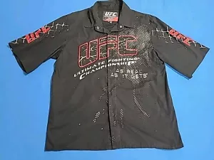 UFC JH Design Size Medium Short Sleeve Button Down Pit Crew Shirt MMA Fighting - Picture 1 of 10