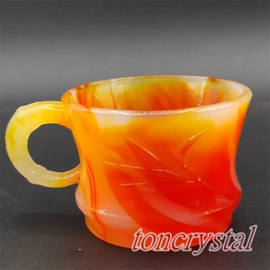 3.3" Art Carnelian Tea Cup Agate Bowl Agate Cup Synthetic Crystal Reiki Gift 1pc - Picture 1 of 15