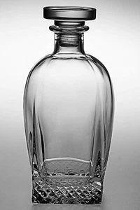 Barski European Cut Crystal Square Whiskey Decanter W/ Stopper- 28oz.-8.3"Height - Picture 1 of 1