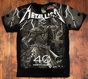 BNWT Rock@Tees Metallica Glow In The Dark Double Sided T-shirt M (ts0452) - Foto 1 di 2