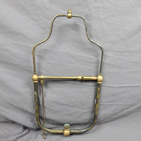 Antique Coal Gas Hanging Lamp Pendant Light 1800s Brass Ornate Large Cover