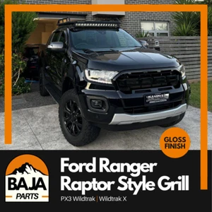Ford Ranger raptor style grille GLOSS BLACK PX3 2018-2021 Wildtrak Wildtrak X - Picture 1 of 7