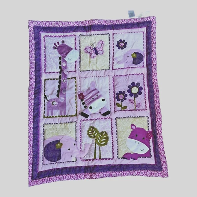 Одеяло детское стеганое одеяло 34 x 42 с животными и цветами Lambs & Ivy Zoo - Изображение 1 из 4