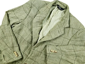 *HOT VTG Men's POLO RALPH LAUREN FORRO PLAID WOOL SILK BEIGE BLAZER Jacket 42L S - Picture 1 of 19