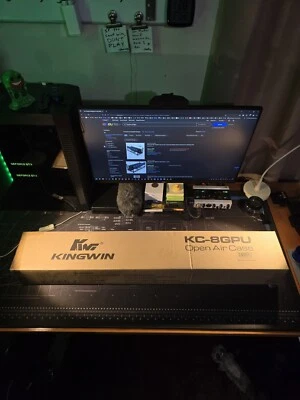 Kingwin KC-8GPU Open Air Case Stackable Black Aluminum Mining Rig Case - Image 1 of 4