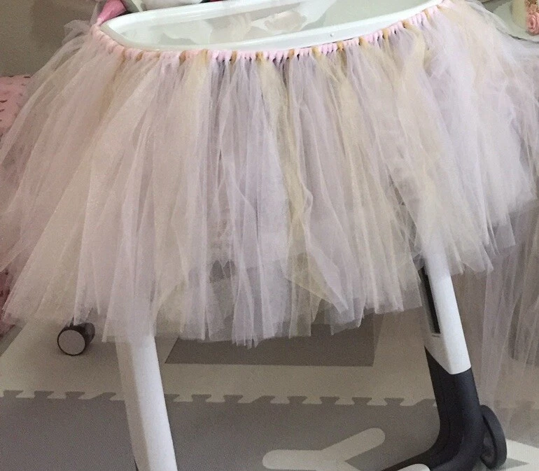 Pink and Gold High Chair Tulle Tutu for Baby Girl 1st Birthday Decor  - Image 1 of 4