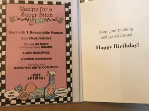 CANADA NOBLEWORKS FUNNY CHEEKY BITCHY RUDE HAPPY BIRTHDAY CARD X 2 FEMINIST - Picture 1 of 4