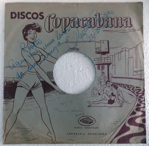 ELIZETE CARDOSO DISCOS COPACABANA 22-12-1960 HAND SIGNED 78 RPM RECORD SLEEVE - Picture 1 of 2