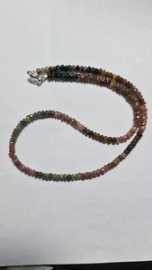 MULTI Tourmaline Gemstone 4.5 MM Beads 925 Silver 27" String Jewelry Necklaces - Picture 1 of 8
