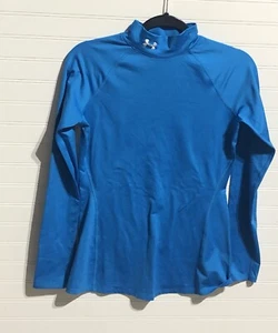 Under Armour Blue Performance Coldgear High Neck Fitted Pullover Top Women's M - Picture 1 of 10
