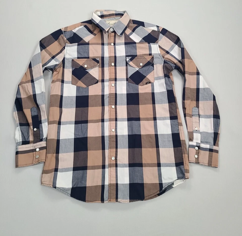 Coastal Shirt Mens Medium Brown Button Up Dress Pearl Snap Casual Stylish - Image 1 of 4