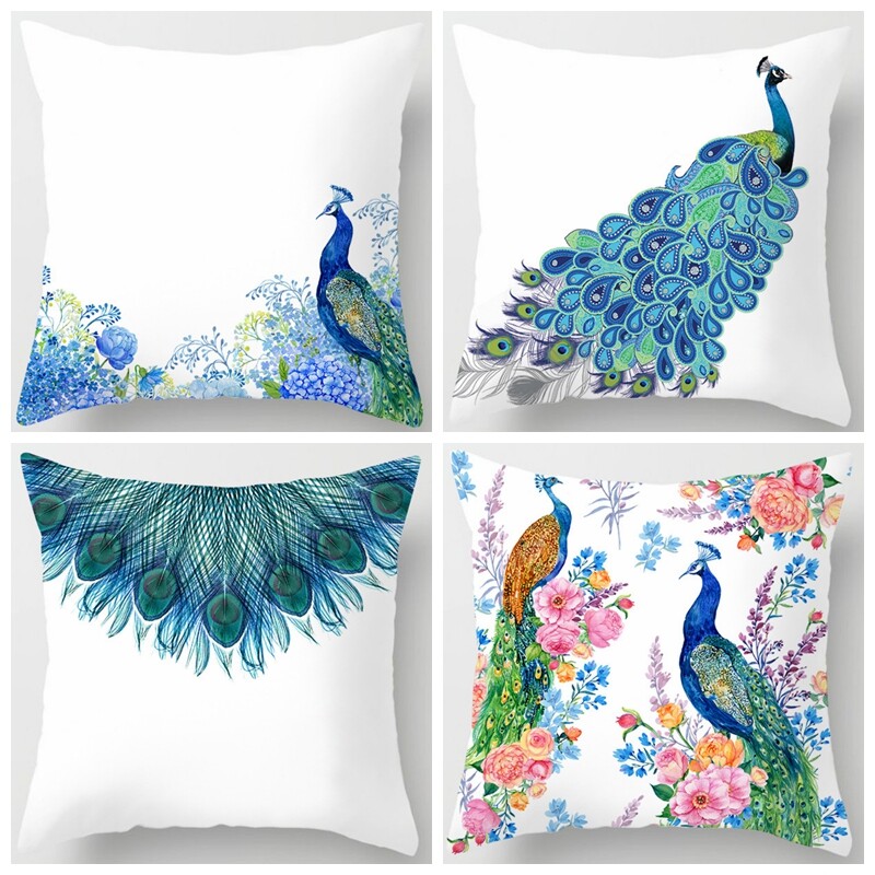 peacock cotton linen cushion cover replacement outdoor cushion covers