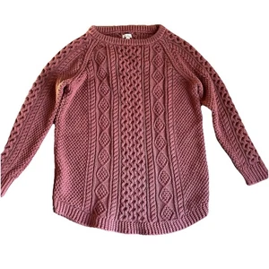 L.L. Bean Signature Womens XL Cotton Fisherman Tunic Sweater Red Heavy Side Zips - Picture 1 of 8