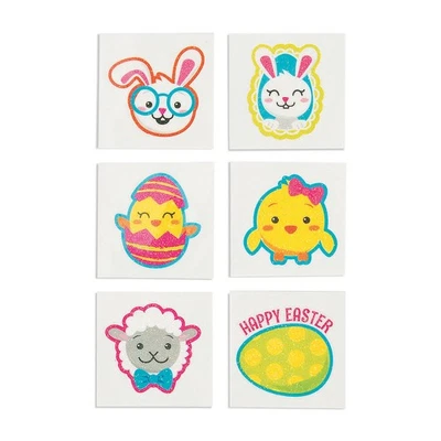 Encantadores tatuajes temporales de purpurina de Pascua - 72 Pc. para diversión festiva Foto 1 de 2
