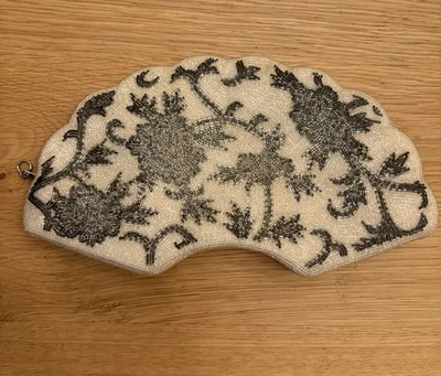 Vintage Clutch Japan Art Industries Beaded Purse Evening Party Retro Glam Ivory - Image 1 of 4