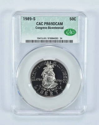 1989-S Congress Bicentennial Commemorative Half Dollar PR69 DCAM CAC CACg *2381 - Image 1 of 4
