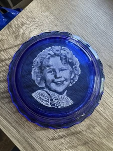 Vintage Shirley Temple Portrait Bowl Cobalt Blue Depression Glass - Picture 1 of 5