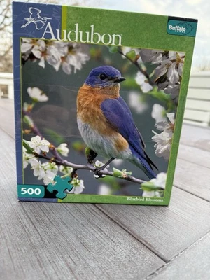 Audubon Bluebird Blossoms 500 piezas naturaleza rompecabezas juegos de búfalo póster extra Foto 1 de 4