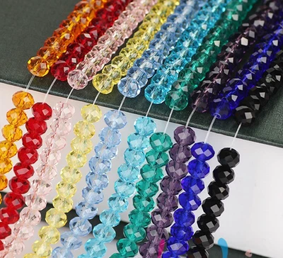 64pcs 8X10mm Faceted Rondelle Crystal Glass Loose Spacer Beads Jewelry Making - Image 1 of 4