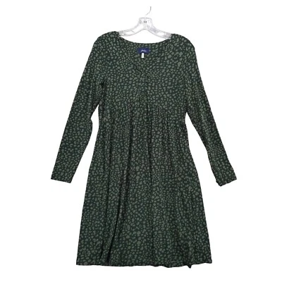 Vestido Joules manga longa estampa verde vestido casual tamanho EUA 4 viscose malha elástica - Imagem 1 de 4