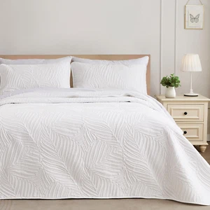 King Size Quilt Bedding Set, Lightweight White Quilts King Size for All Seasons, - Picture 1 of 6