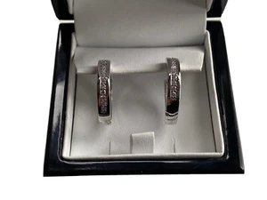 White gold finish Round Cut Hoop created diamond earrings Gift Boxed Free Post - Picture 1 of 5