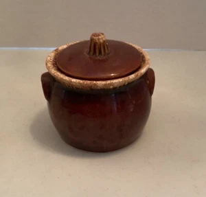 Vintage Rumpf Ofenfest Bohnentopf Braun Tropf Topf mit Deckel Ofenfest Keramik - Bild 1 von 2