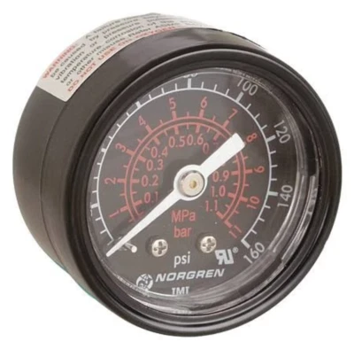 Norgren 18-013-212 Pressure Gauge 1/8" NPT Black 0-160 PSI 2" Diameter - Image 1 of 3