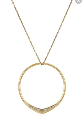 Collar largo colgante círculo pavé borde cuchillo tono dorado Michael Kors $125 Z4 Foto 1 de 4