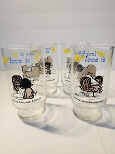4 Vintage Kim Casali Love Is 16oz Glasses 1975 Los Angeles Times - Picture 1 of 10