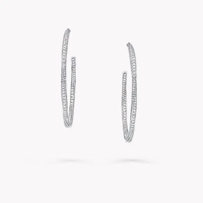 Feature Lab-Created Round Cut 5.00CT Diamonds Luxury Hoop Style Women's Earrings - Image 1 of 4